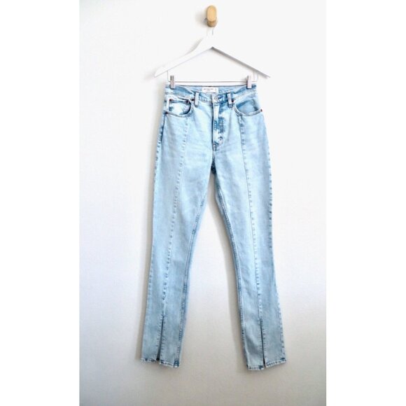 Abercrombie & Fitch The Skinny High Rise Split Hem Vent Jeans Blue 27/4 Long - Picture 11 of 16